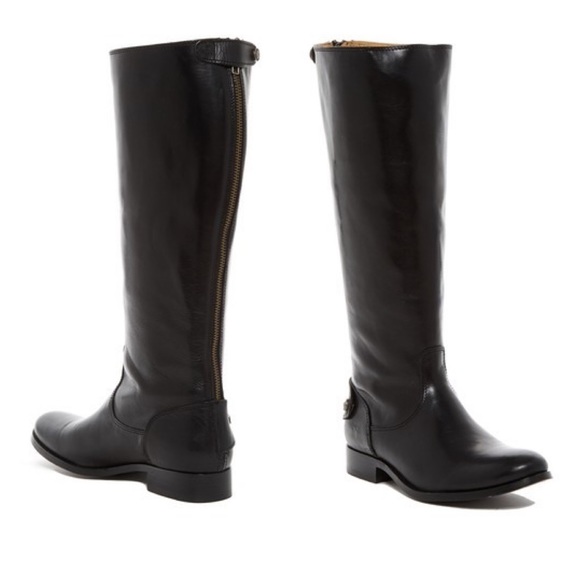 Frye Shoes - Frye Melissa Black Button Back Zipper Tall Boot